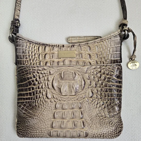 Brahmin Tan/Brown Crocodile Embossed Crossbody Bag - Picture 1 of 11